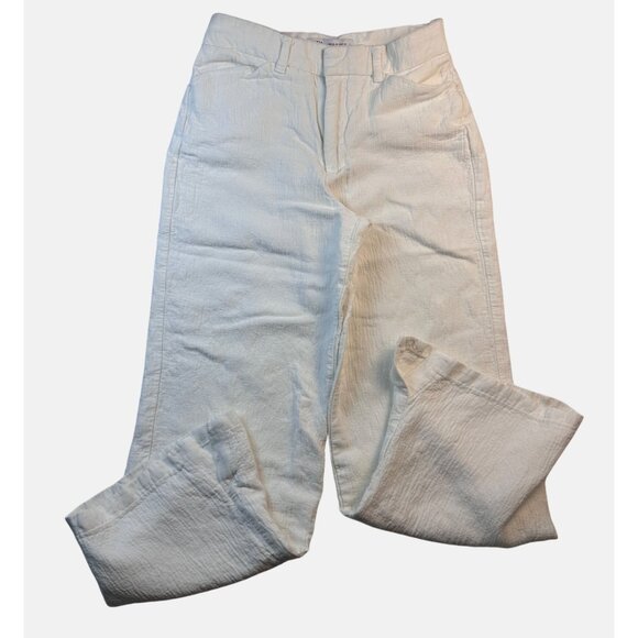 Zara Womens Ivory Textured Wide Leg Pants XS High-Waist Viscose/Linen Bohocore - Picture 9 of 13